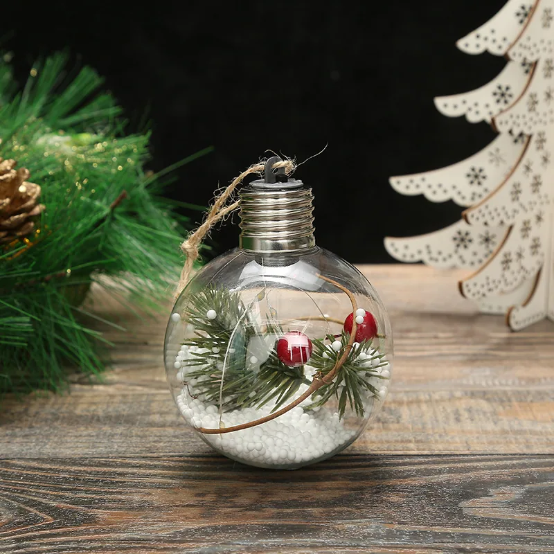 Factory wholesale cross-border new 8CM artificial plant christmas decoration creative transparent LED copper wire luminous Chris 5