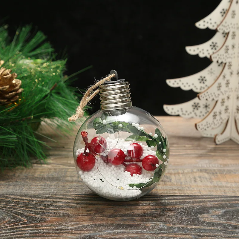 Factory wholesale cross-border new 8CM artificial plant christmas decoration creative transparent LED copper wire luminous Chris 4
