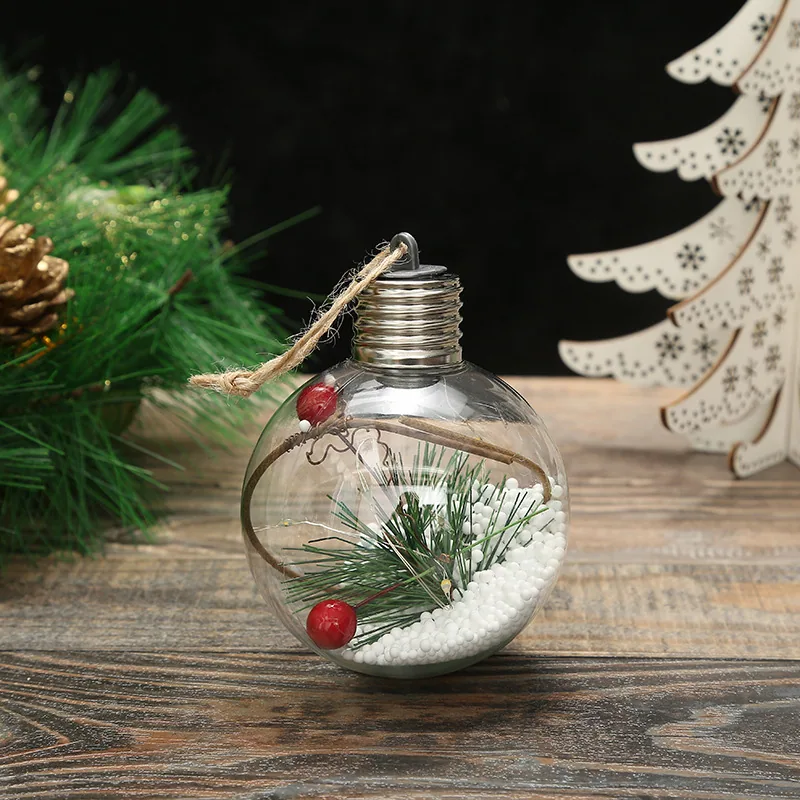 Factory wholesale cross-border new 8CM artificial plant christmas decoration creative transparent LED copper wire luminous Chris 6