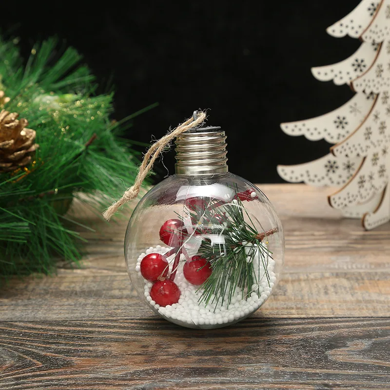 Factory wholesale cross-border new 8CM artificial plant christmas decoration creative transparent LED copper wire luminous Ch