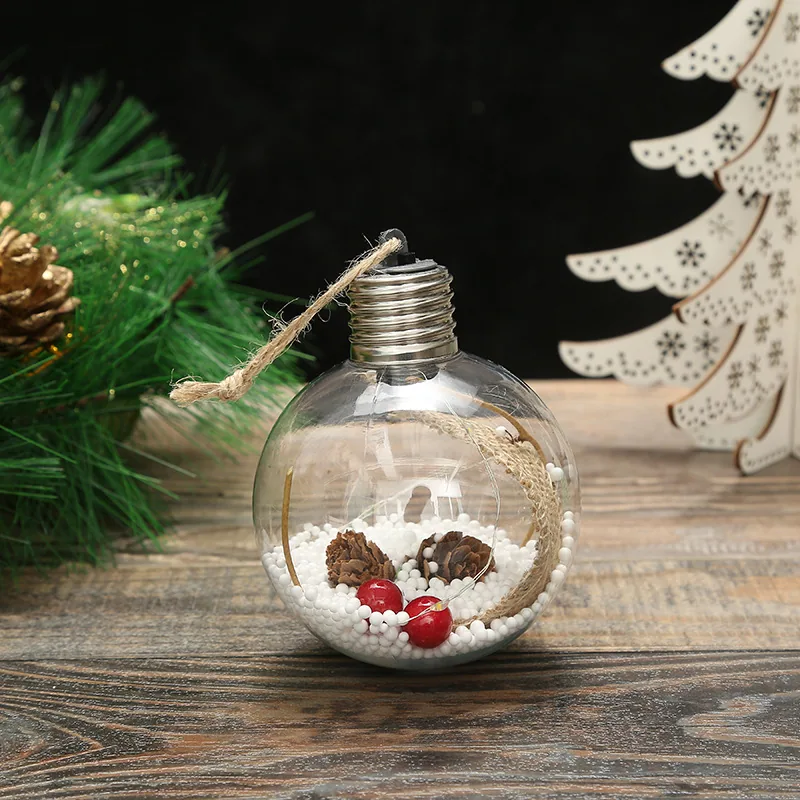 Factory wholesale cross-border new 8CM artificial plant christmas decoration creative transparent LED copper wire luminous Chris 3