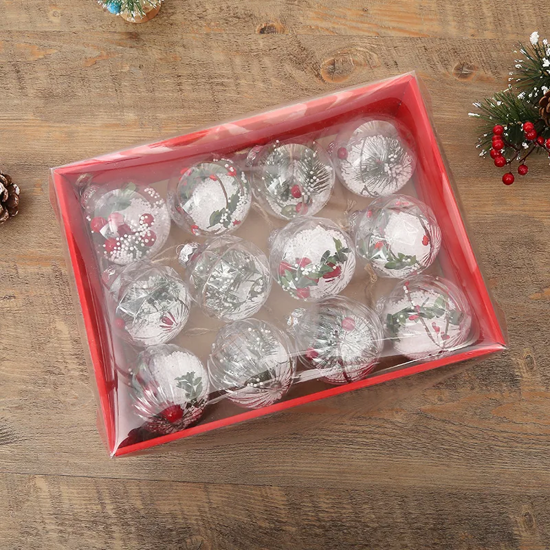 Wholesale New 8CM Christmas Decoration Balls Simulation Interior Christmas Window Decoration Balls High Transparent PET Christma 3