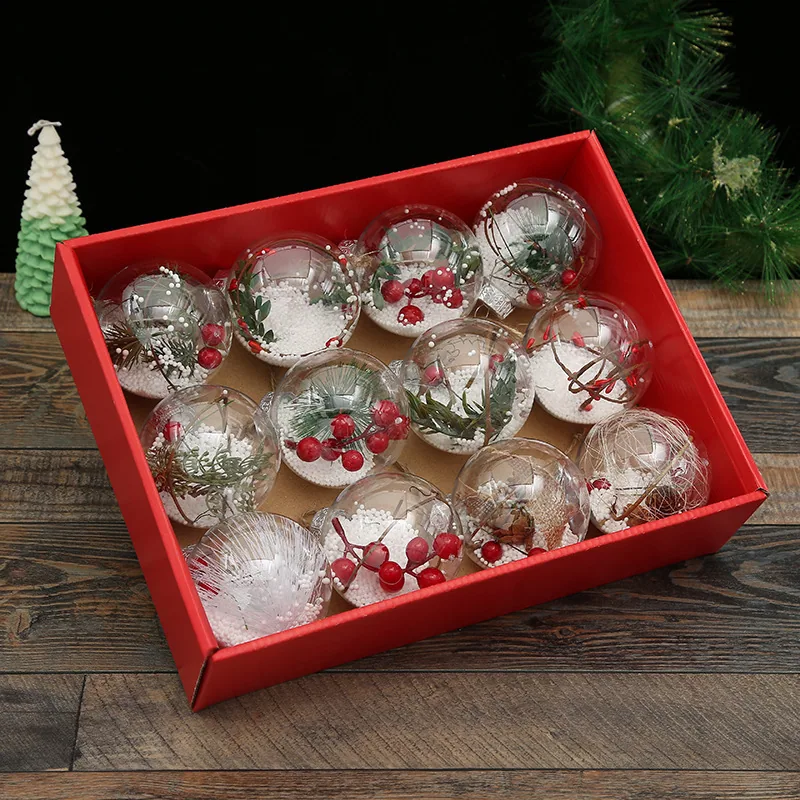 Wholesale New 8CM Christmas Decoration Balls Simulation Interior Christmas Window Decoration Balls High Transparent PET Christma 2