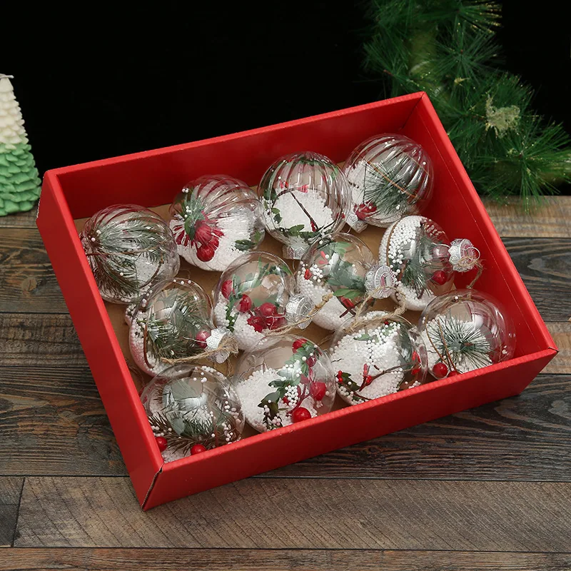 Wholesale New 8CM Christmas Decoration Balls Simulation Interior Christmas Window Decoration Balls High Transparent PET Chris