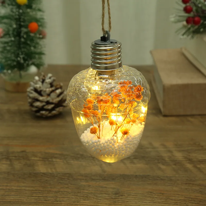 LED Luminous Transparent Plastic Christmas Ball Christmas Starry Creative Simulation Bulb Christmas Tree Decoration Pendant 7