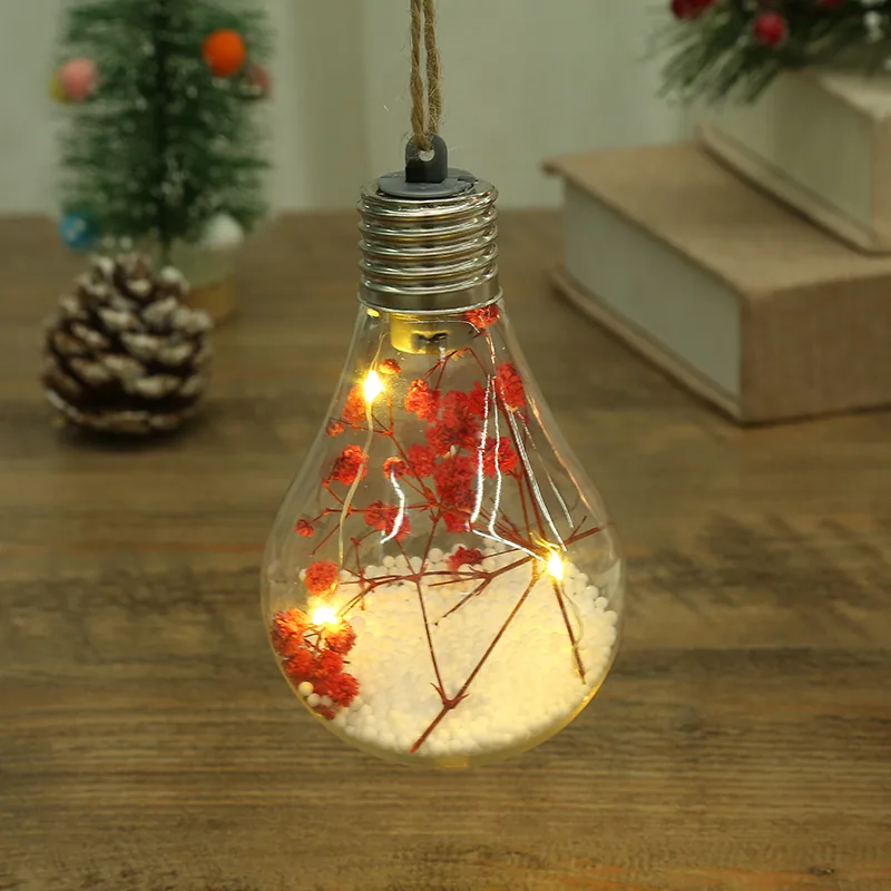 LED Luminous Transparent Plastic Christmas Ball Christmas Starry Creative Simulation Bulb Christmas Tree Decoration Pendant 3