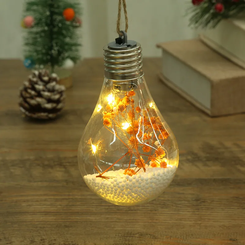 LED Luminous Transparent Plastic Christmas Ball Christmas Starry Creative Simulation Bulb Christmas Tree Decoration Pendant 4
