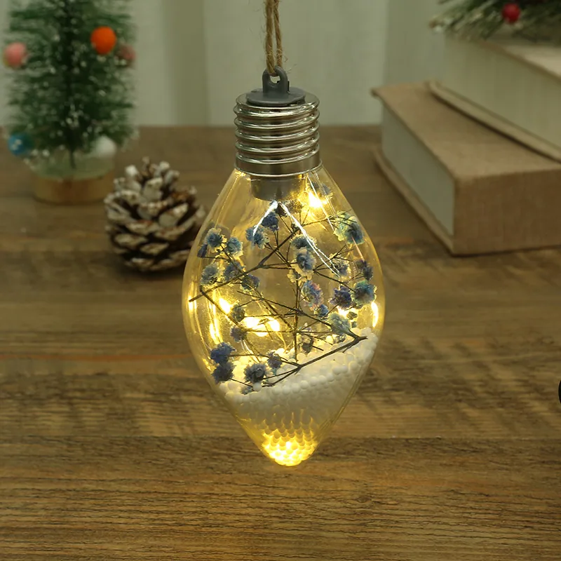 LED Luminous Transparent Plastic Christmas Ball Christmas Starry Creative Simulation Bulb Christmas Tree Decoration Pendant 20