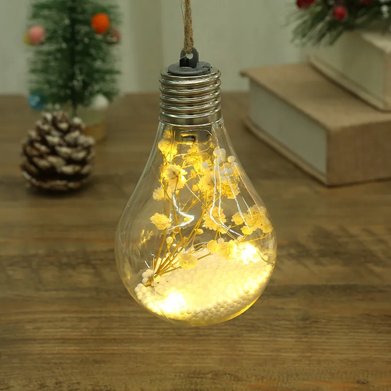 LED Luminous Transparent Plastic Christmas Ball Christmas Starry Creative Simulation Bulb Christmas Tree Decoration Pendant 5