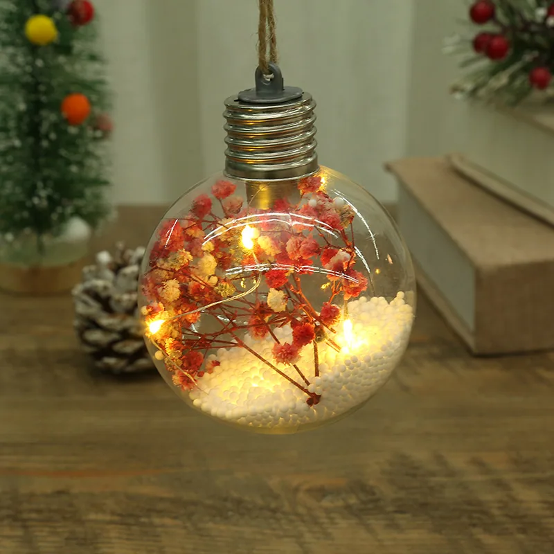 LED Luminous Transparent Plastic Christmas Ball Christmas Starry Creative Simulation Bulb Christmas Tree Decoration Pendant 29