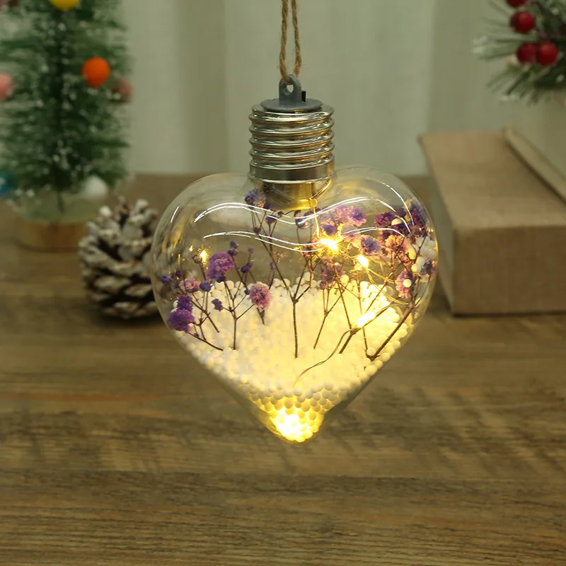 LED Luminous Transparent Plastic Christmas Ball Christmas Starry Creative Simulation Bulb Christmas Tree Decoration Pendant 16