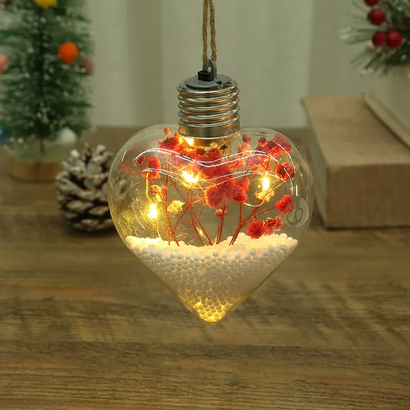 LED Luminous Transparent Plastic Christmas Ball Christmas Starry Creative Simulation Bulb Christmas Tree Decoration Pendant 12
