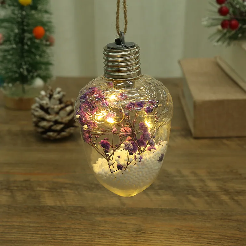 LED Luminous Transparent Plastic Christmas Ball Christmas Starry Creative Simulation Bulb Christmas Tree Decoration Pendant 9