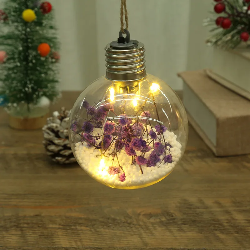 LED Luminous Transparent Plastic Christmas Ball Christmas Starry Creative Simulation Bulb Christmas Tree Decoration Pendant 26
