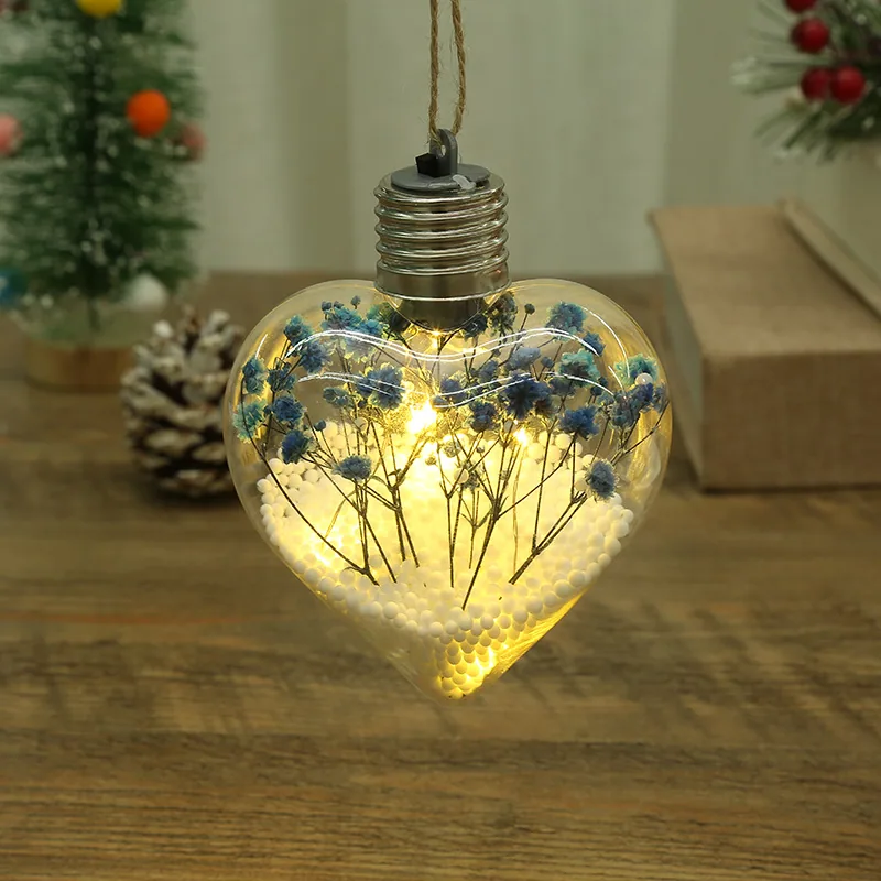 LED Luminous Transparent Plastic Christmas Ball Christmas Starry Creative Simulation Bulb Christmas Tree Decoration Pendant 17