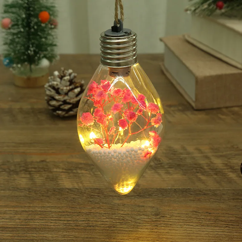 LED Luminous Transparent Plastic Christmas Ball Christmas Starry Creative Simulation Bulb Christmas Tree Decoration Pendant 23