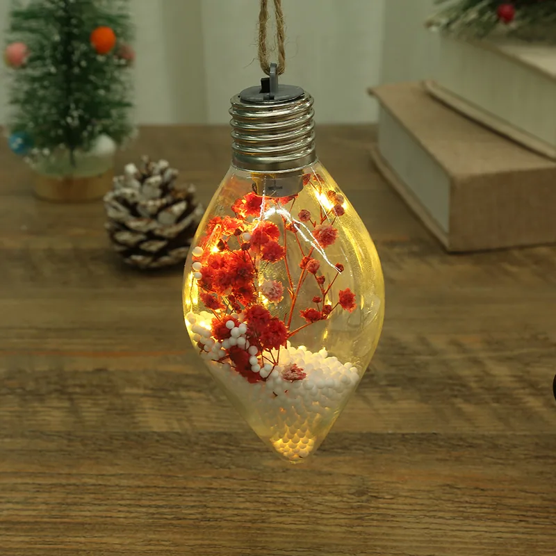 LED Luminous Transparent Plastic Christmas Ball Christmas Starry Creative Simulation Bulb Christmas Tree Decoration Pendant 21