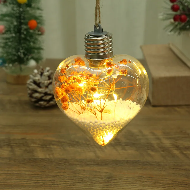 LED Luminous Transparent Plastic Christmas Ball Christmas Starry Creative Simulation Bulb Christmas Tree Decoration Pendant 15