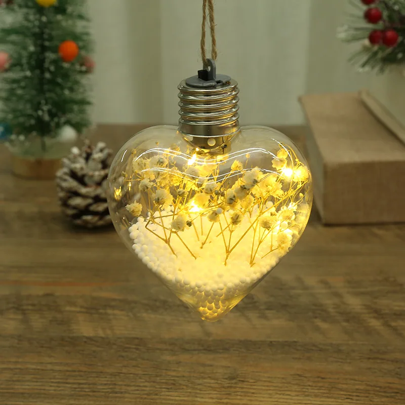 LED Luminous Transparent Plastic Christmas Ball Christmas Starry Creative Simulation Bulb Christmas Tree Decoration Pendant 14