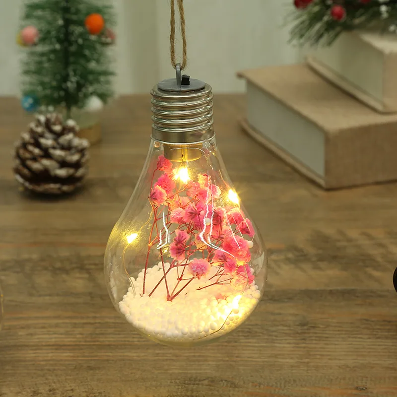 LED Luminous Transparent Plastic Christmas Ball Christmas Starry Creative Simulation Bulb Christmas Tree Decoration Pendant 2