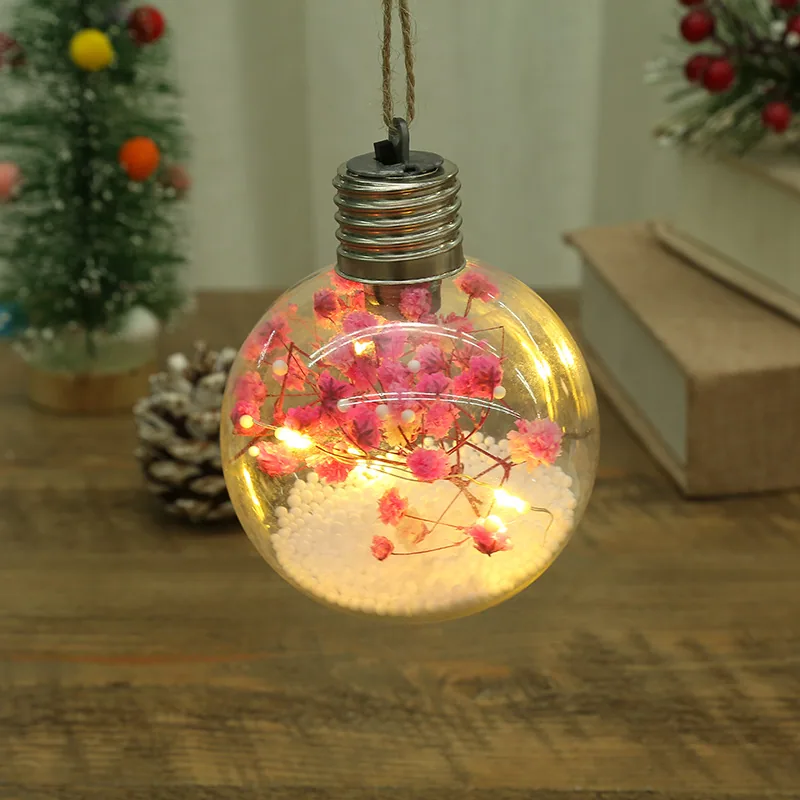 LED Luminous Transparent Plastic Christmas Ball Christmas Starry Creative Simulation Bulb Christmas Tree Decoration Pendant 27