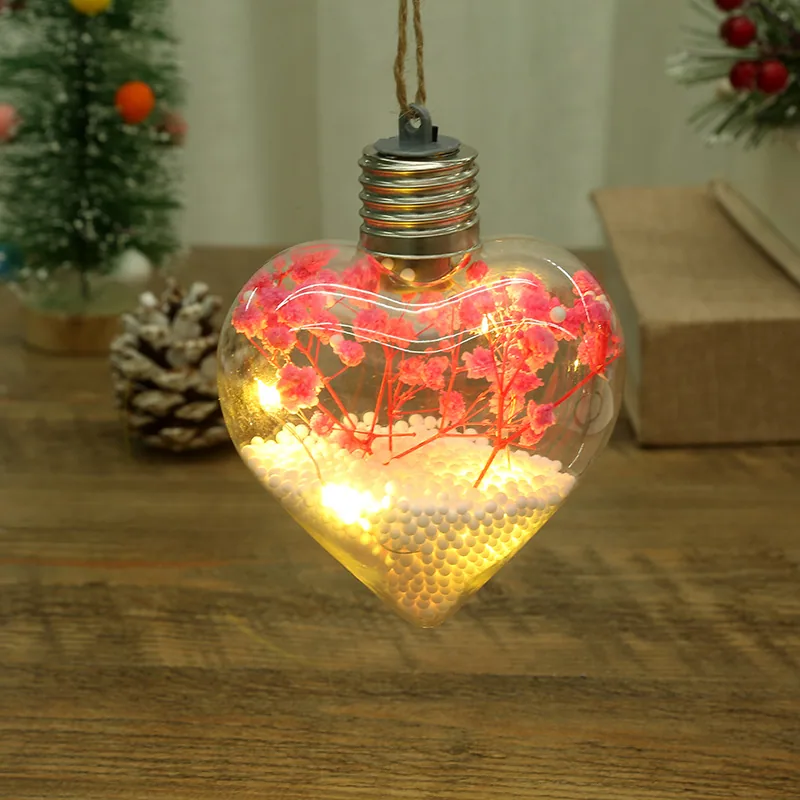 LED Luminous Transparent Plastic Christmas Ball Christmas Starry Creative Simulation Bulb Christmas Tree Decoration Pendant 13