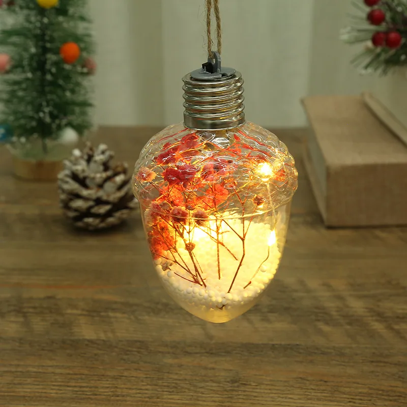 LED Luminous Transparent Plastic Christmas Ball Christmas Starry Creative Simulation Bulb Christmas Tree Decoration Pendant 11