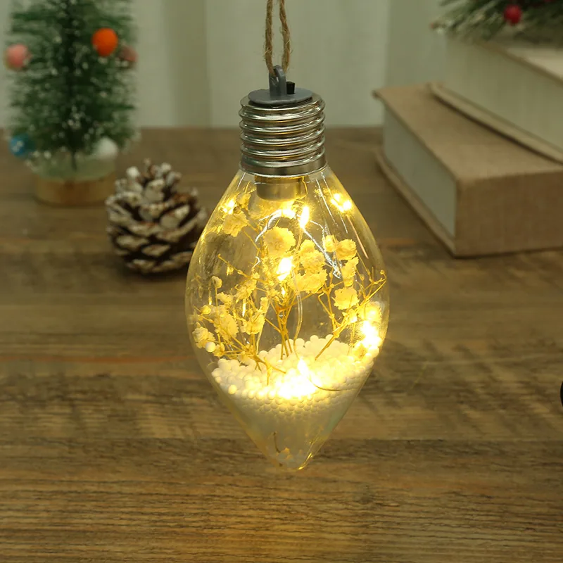 LED Luminous Transparent Plastic Christmas Ball Christmas Starry Creative Simulation Bulb Christmas Tree Decoration Pendant 19