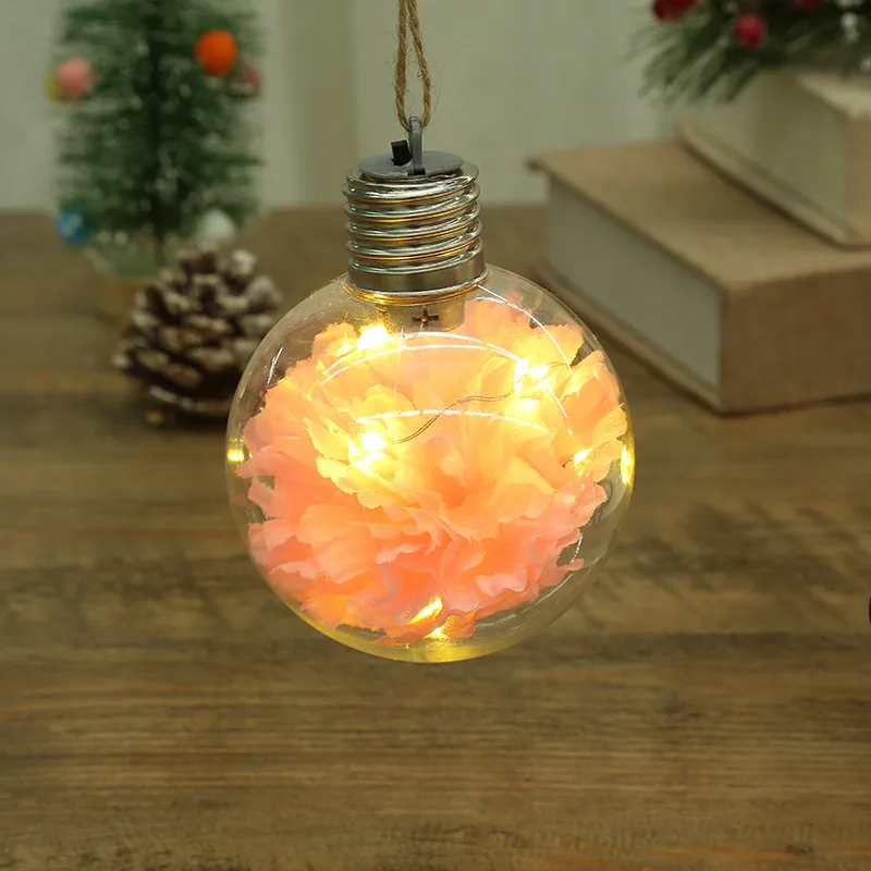 LED Luminous Transparent Plastic Christmas Ball Christmas Starry Creative Simulation Bulb Christmas Tree Decoration Pendant ... 4