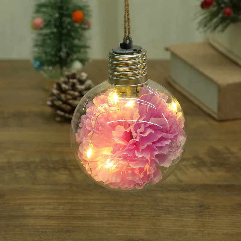 LED Luminous Transparent Plastic Christmas Ball Christmas Starry Creative Simulation Bulb Christmas Tree Decoration Pendant .