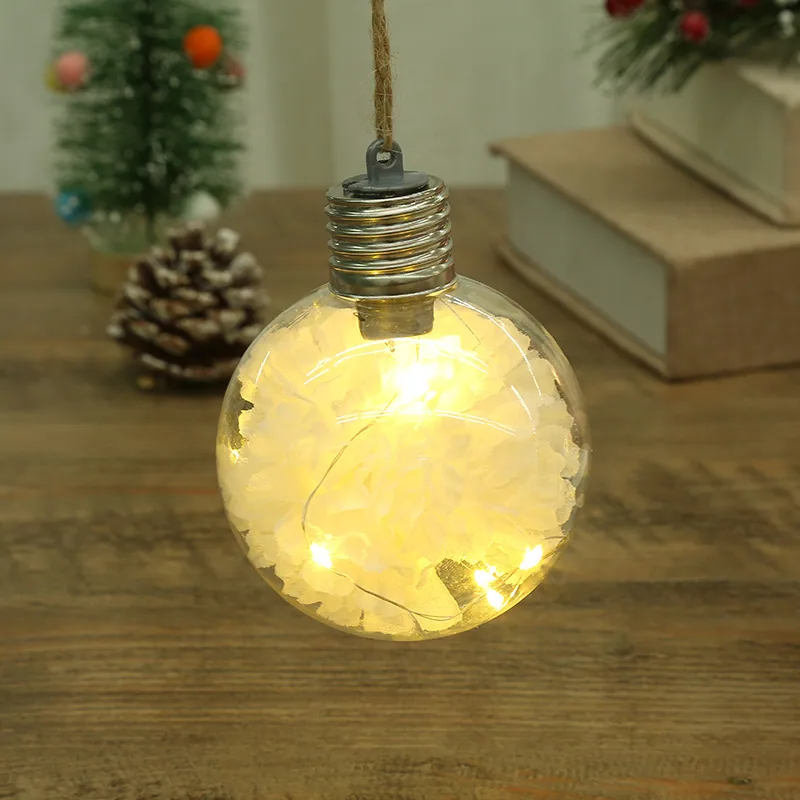 LED Luminous Transparent Plastic Christmas Ball Christmas Starry Creative Simulation Bulb Christmas Tree Decoration Pendant ... 2