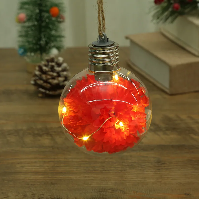LED Luminous Transparent Plastic Christmas Ball Christmas Starry Creative Simulation Bulb Christmas Tree Decoration Pendant ... 6