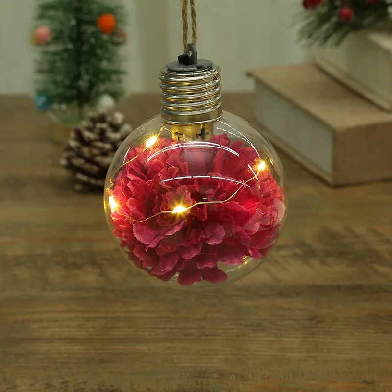 LED Luminous Transparent Plastic Christmas Ball Christmas Starry Creative Simulation Bulb Christmas Tree Decoration Pendant ... 5