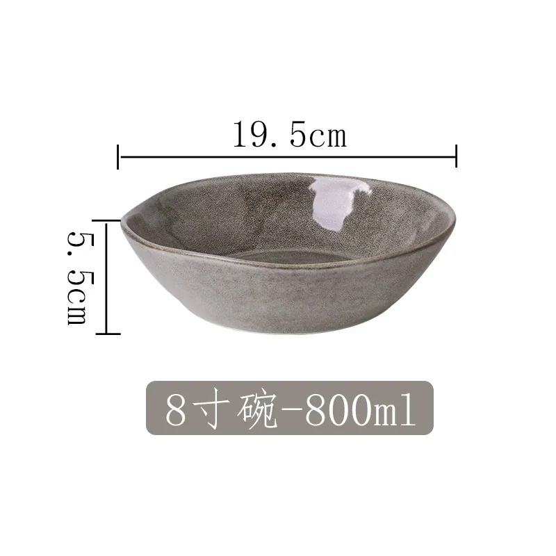 Vintage ceramic ware kiln a plate Hotel buffet fruit plate Western steak plate Special-shaped small bowl round plate 4