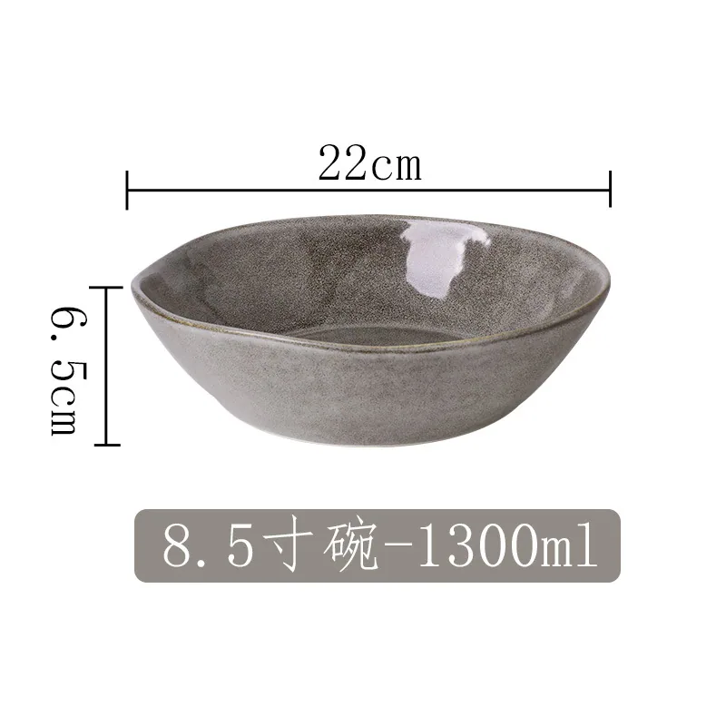 Vintage ceramic ware kiln a plate Hotel buffet fruit plate Western steak plate Special-shaped small bowl round plate 5