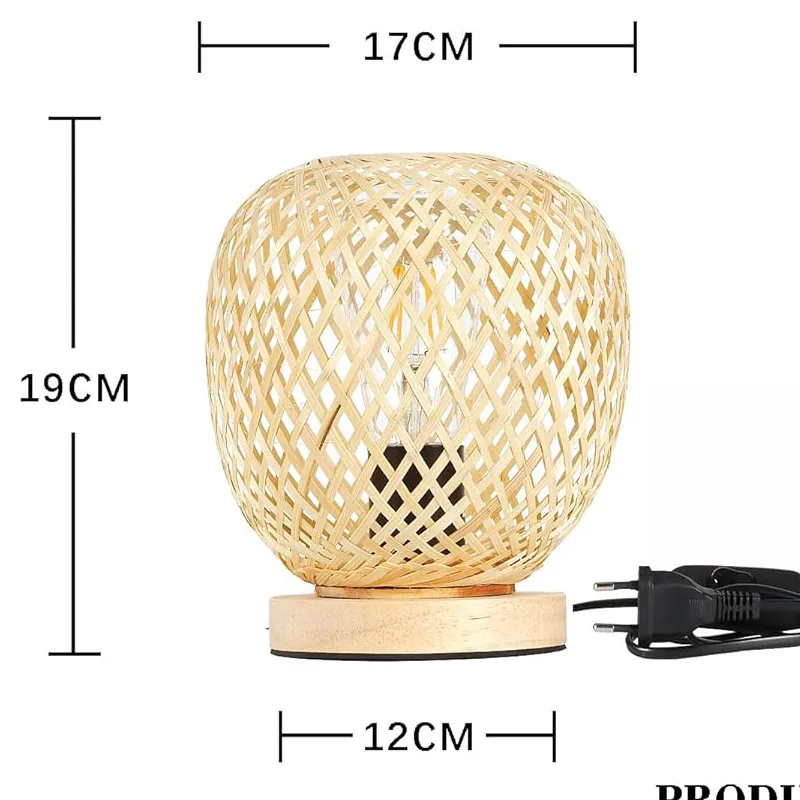 Chinese simple bamboo bamboo weaving lamp, bedroom bedside lamp, Chinese Zen tea room, study room, rattan bamboo weaving lamp