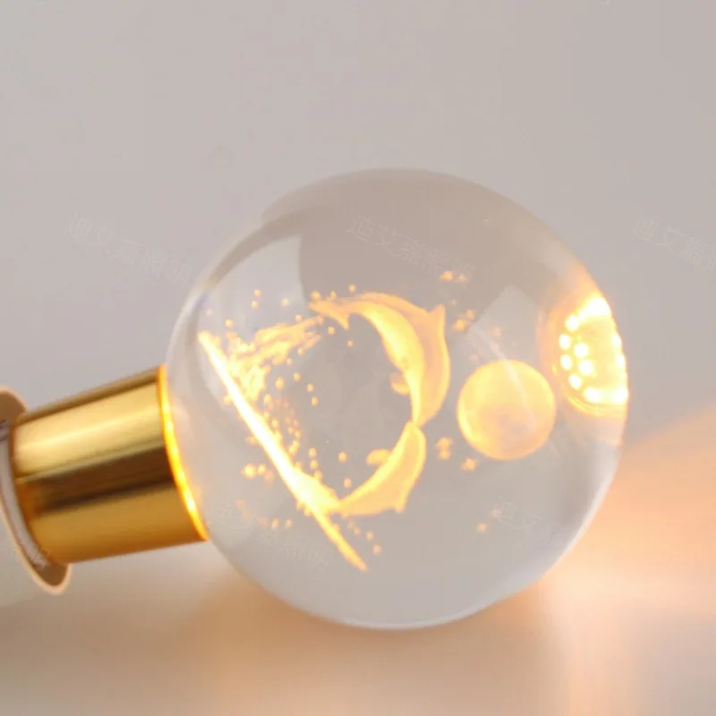 newbulb crystal bulb led light saving decorative led engraving dolphin bulb E27 bulb 3D bulb new