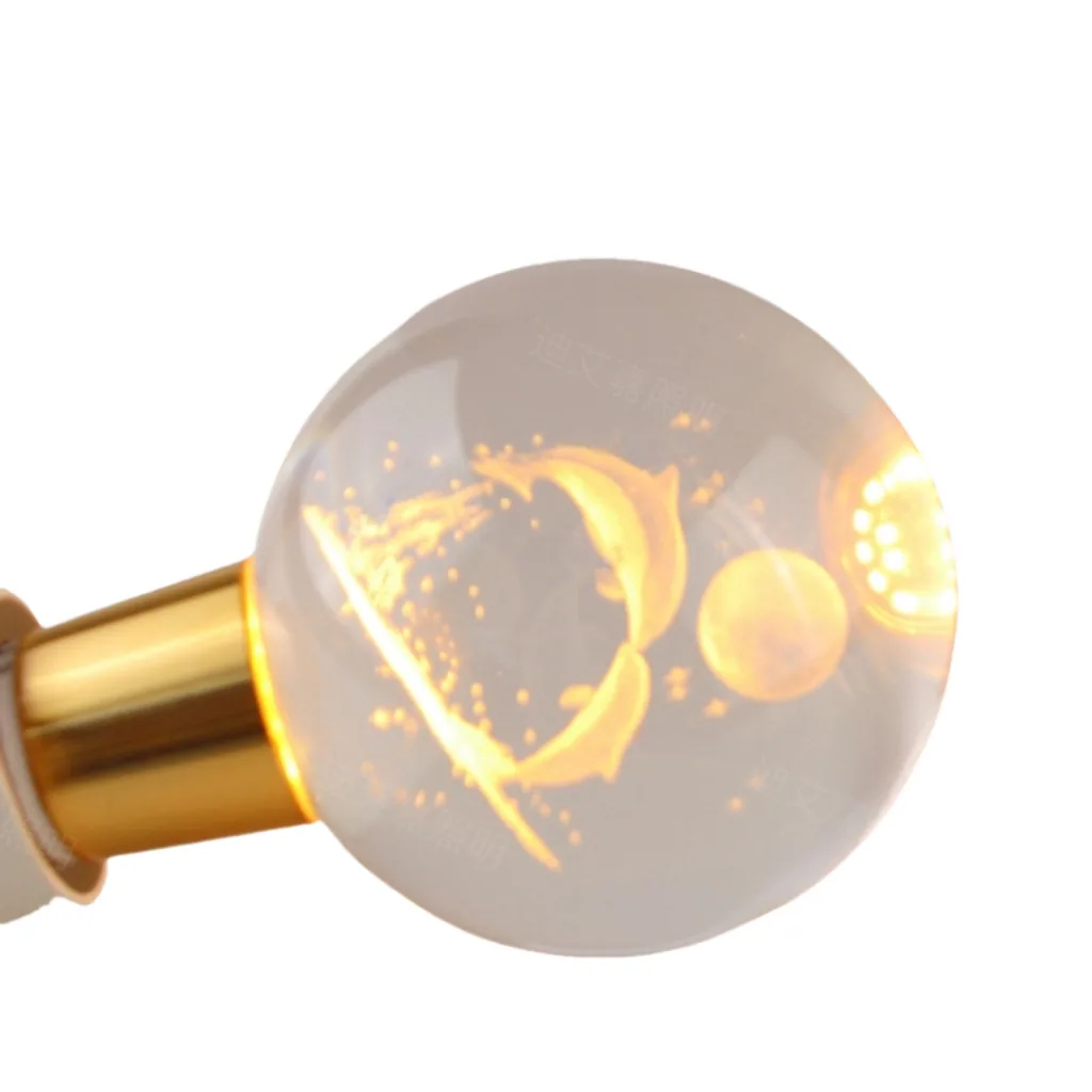 newbulb crystal bulb led light saving decorative led engraving dolphin bulb E27 bulb 3D bulb new 5
