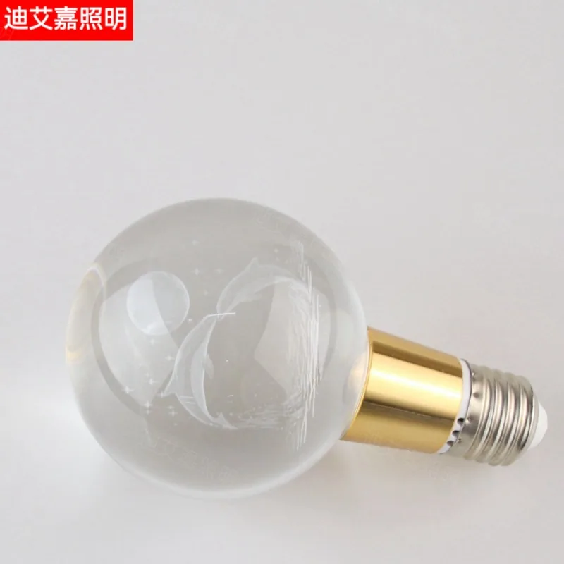 newbulb crystal bulb led light saving decorative led engraving dolphin bulb E27 bulb 3D bulb new 4