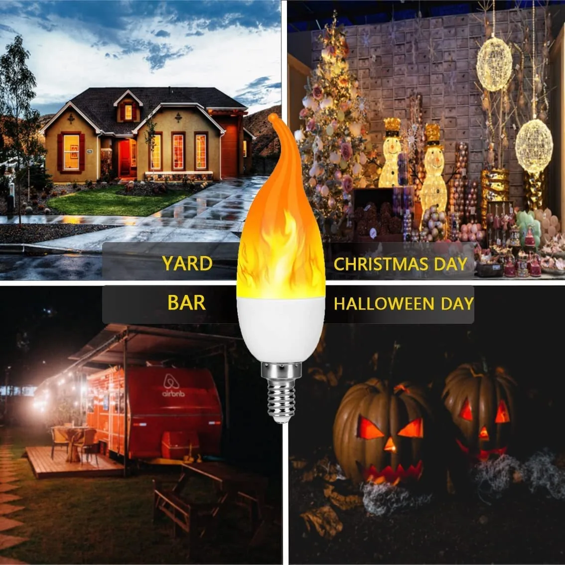 E14 Candle Flame Bulb Tail Pull Tail Flashing Flame Dynamic Atmosphere Decorative Bulb LED Flame Bulb LED Light 15