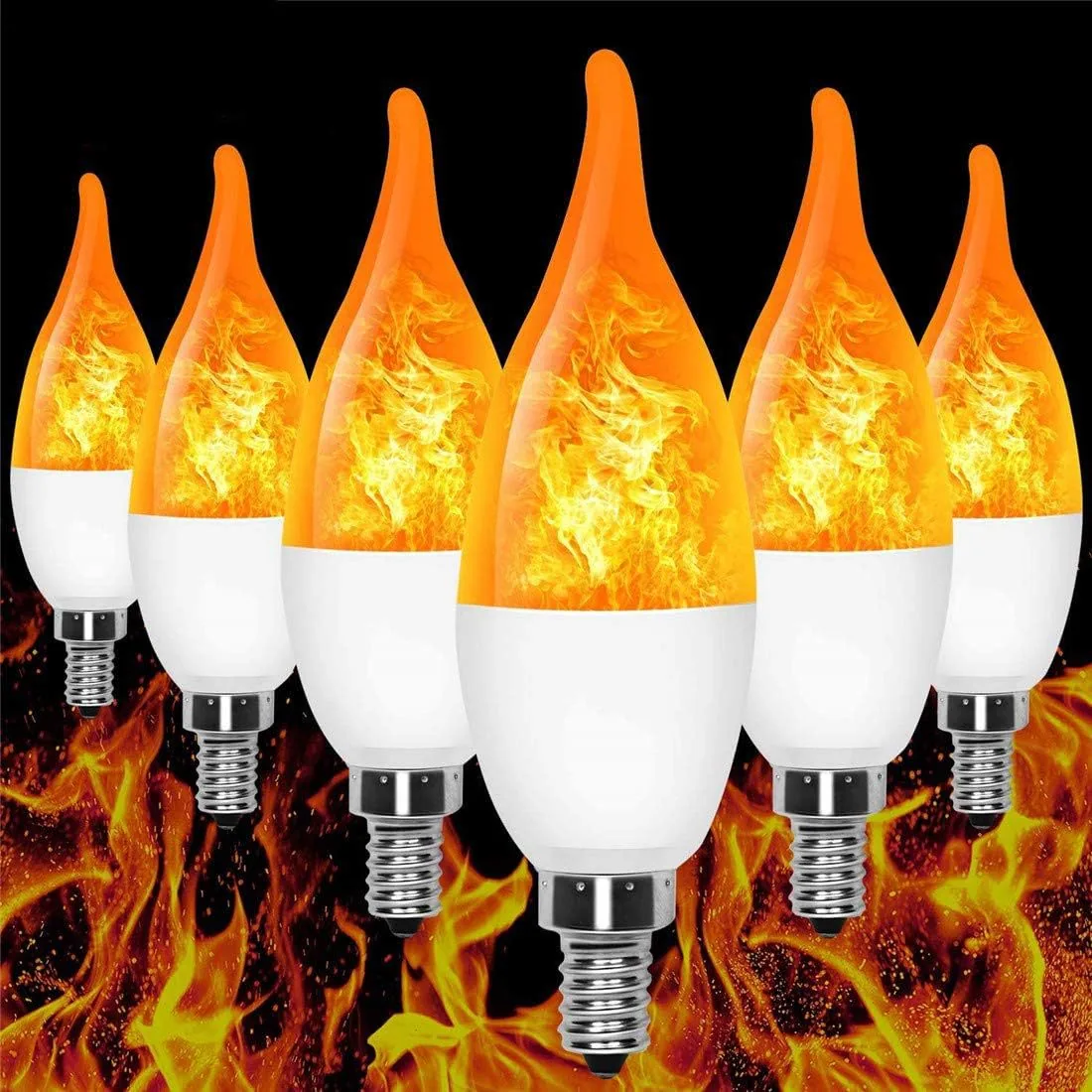 E14 Candle Flame Bulb Tail Pull Tail Flashing Flame Dynamic Atmosphere Decorative Bulb LED Flame Bulb LED Light 4