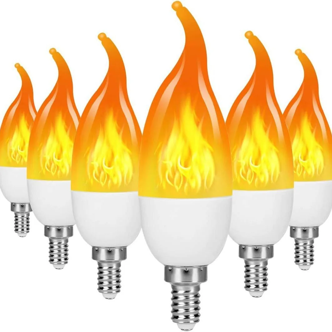 E14 Candle Flame Bulb Tail Pull Tail Flashing Flame Dynamic Atmosphere Decorative Bulb LED Flame Bulb LED Light 3