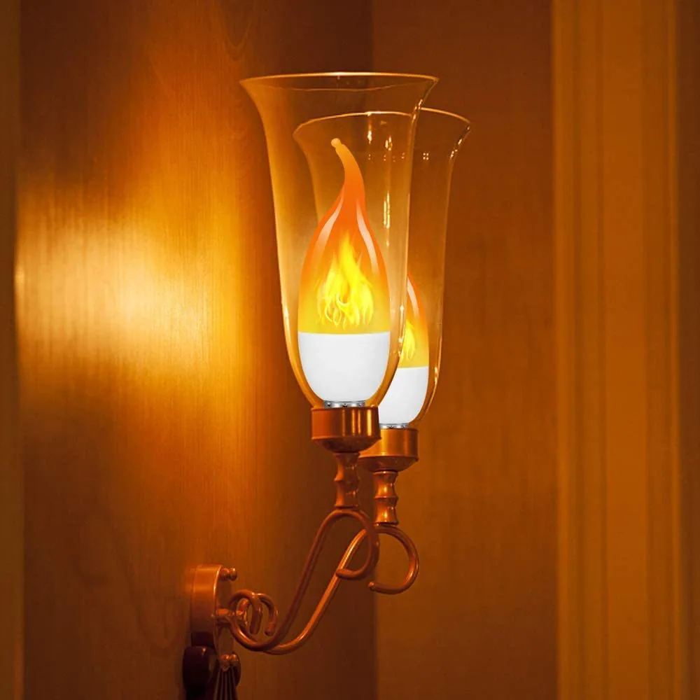 E14 Candle Flame Bulb Tail Pull Tail Flashing Flame Dynamic Atmosphere Decorative Bulb LED Flame Bulb LED Light 2