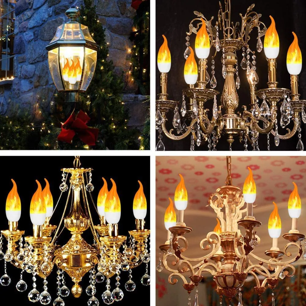 E14 Candle Flame Bulb Tail Pull Tail Flashing Flame Dynamic Atmosphere Decorative Bulb LED Flame Bulb LED Light 6