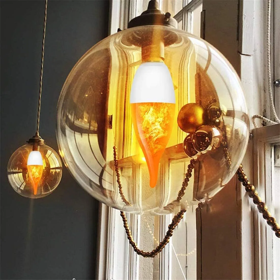 E14 Candle Flame Bulb Tail Pull Tail Flashing Flame Dynamic Atmosphere Decorative Bulb LED Flame Bulb LED Light 14