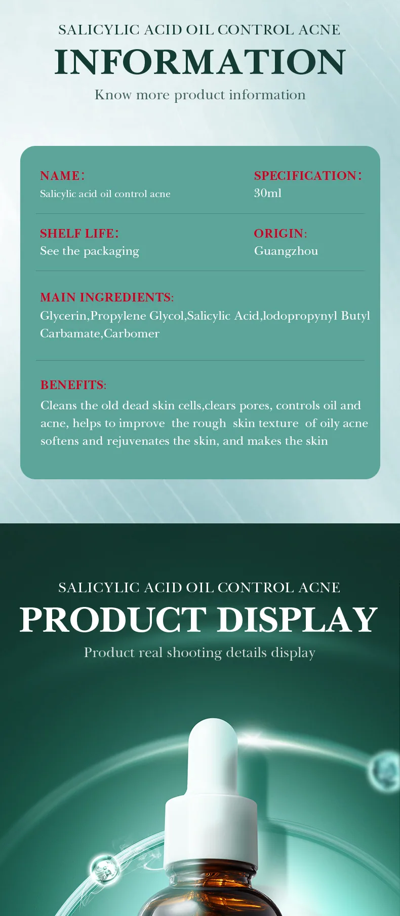 SADOER Salicylic Acid Anti acne essence before and after use, oil control, repair, fade acne marks and shrink pores