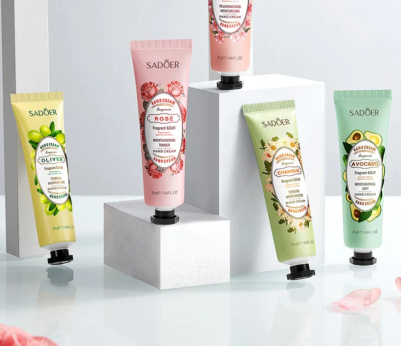 SADOER Avocado Hand Cream Tube Back Ingredient Description, Skincare Moisturizing Formula