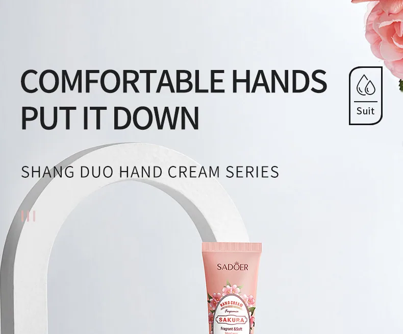 SADOER avocado hand cream with detailed close-up of the mouth opening, refreshing and non greasy formula