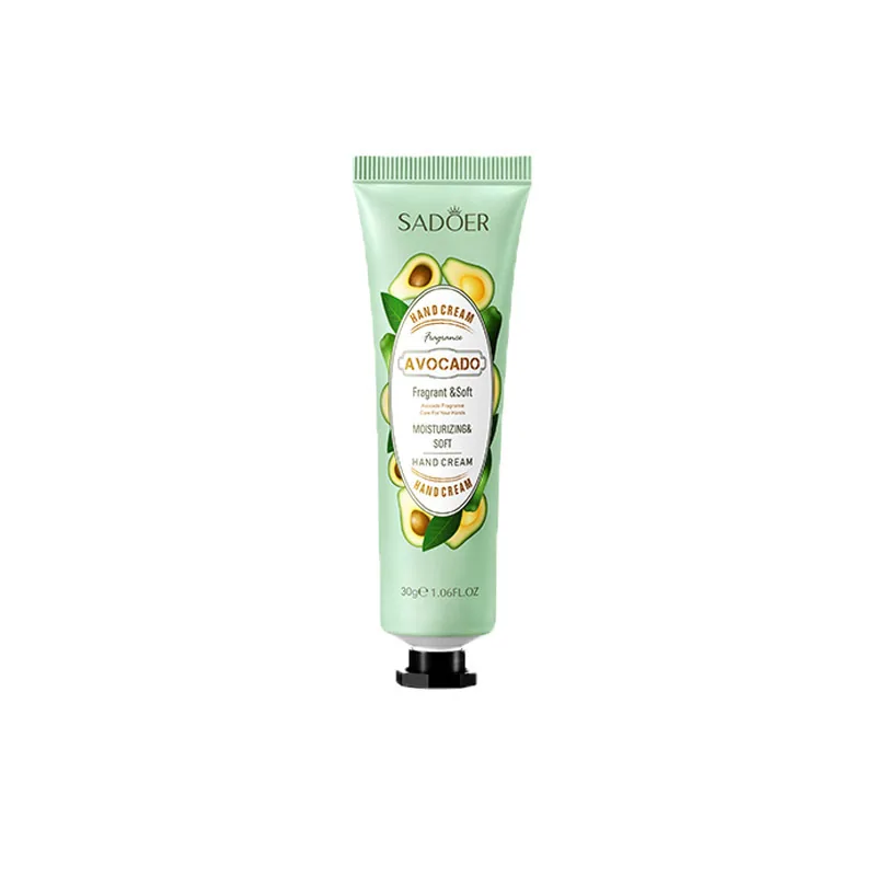 SADOER Avocado Hand Cream Packaging Back Information Display, Ingredients and Usage Instructions