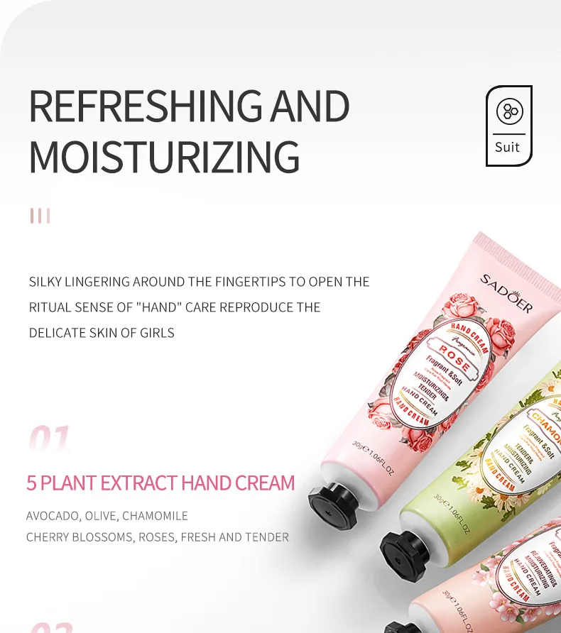 SADOER Avocado Hand Cream Refreshing, Non greasy, Moisturizing, Softening Hand Skin Details Close Up